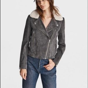 rag & bone gray suede motorcycle jacket size L